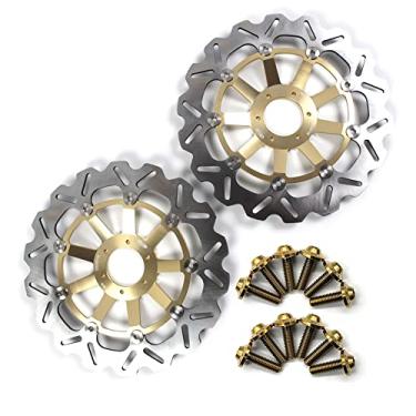 Imagem de Arashi Discos de freio dianteiro Rotores com parafusos de montagem para Honda CBR1100XX 1997-1998, acessórios de substituição de motocicleta dourados