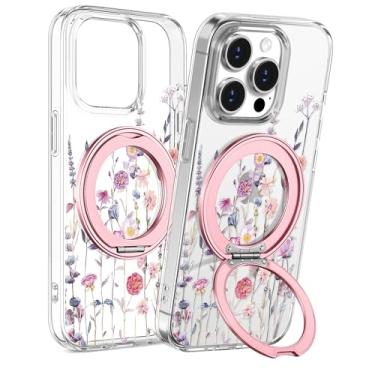 Imagem de Loheckle Capa para iPhone 15 Pro Max - Compatível com MagSafe Stand Mulheres Meninas Bonito Transparente Feminino Kawaii Design Exclusivo Proteção TPU Macio Capa com Suporte Integrado para iPhone 15