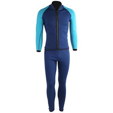 Imagem de Roupa de mergulho de duas peças, material de neoprene elástico macio premium para mergulho, surf, adulto, masculino, feminino, preto, marinho, tamanhos m l xl (Zhang Qing (M))