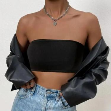 Imagem de Top Cropped Esportivo Feminino De Cor Sólida, Semitransparente, Para Y