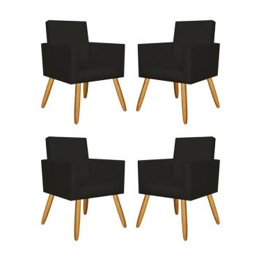Imagem de Kit 4 Poltronas Escritório Courino Preto