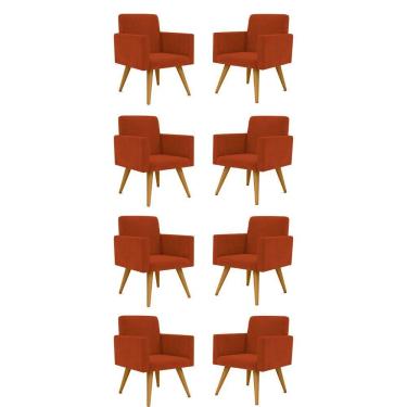Imagem de Kit 08 Cadeiras Poltronas Decorativa Recepção terracota