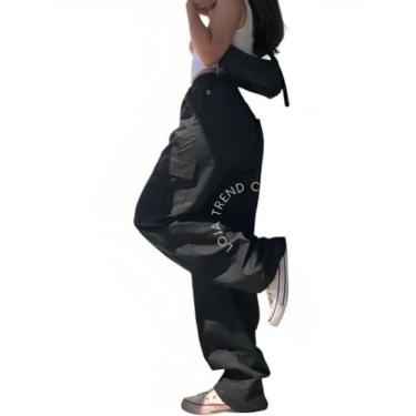 Imagem de Calça Cargo Feminina Bolso Lateral Skatista Streetwear - Volgue, Preto