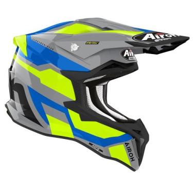 Imagem de Capacete Motocross Airoh Strycker Glam Azul Trilha Off Road, Amarelo A