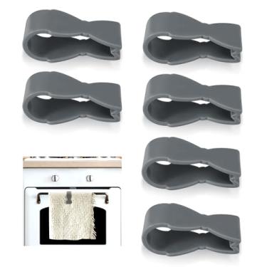 Imagem de 6 peças de clipes de toalha de cozinha, toalheiro de cozinha, toalhas penduradas e fixadas que impedem que a toalha caia, adequado para banheiro, cozinha, forno, lava-louças, fogão, chão (cinza)
