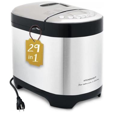 Imagem de Máquina de Pão Automática 29 em 1 até 1 kg, Aço Inoxidável, 110v, KITCHENARM 85203, Prateado