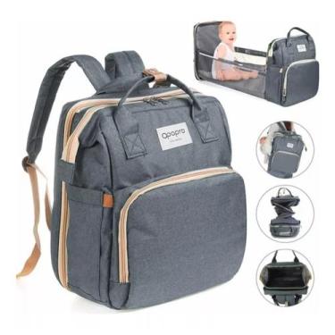 Imagem de Bolsa Mochila Maternidade Vira Berço Troca Bebê Porta Fralda - Tomate,