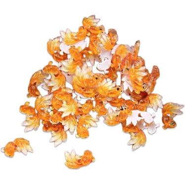 Imagem de Jowxsx 20Pcs Orange Micro Goldfish or Rainbow Miniature Polyresin Flatback Gold Fish Cabochon for Fairy Garden, Terrarium, Zen Garden Pond, Dollhouse Decoration Accessories