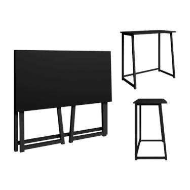 Imagem de Escrivaninha mesa multiuso dobravél estudo trabalho (Preto/Preto)