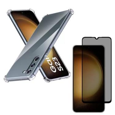 Imagem de Capa Capinha Anti Impacto + Película Privacidade 3D Para Galaxy S23 Tela De 6,1 Polegadas - (Bluepink)