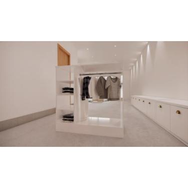 Imagem de Balcão Expositor Arara Central com Cabideiro e Nichos para Loja G2 Cor