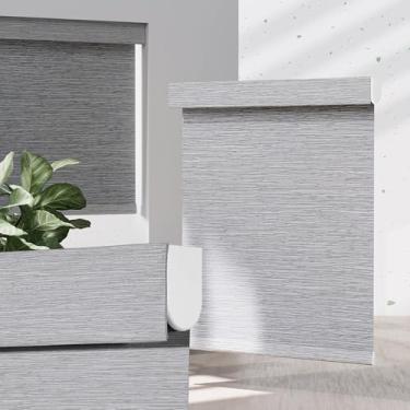 Imagem de MoDanCeQ Persianas blackout para janelas internas, persianas de rolo de tecido jacquard sem fio, cortinas de enrolar com proteção UV de privacidade fácil de instalar para escritório em casa, cinza, 53