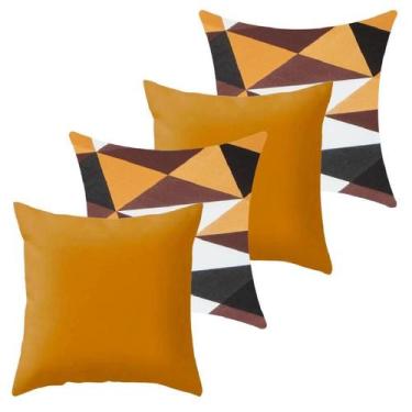 Imagem de Kit 4 Capa De Almofada 40X40 Malha Com Zíper Lisa Estampada - Ametista
