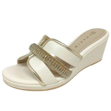 Imagem de Tamanco Feminino Anabela Conforto Strass Moderno Ramarim, Coconut, 36