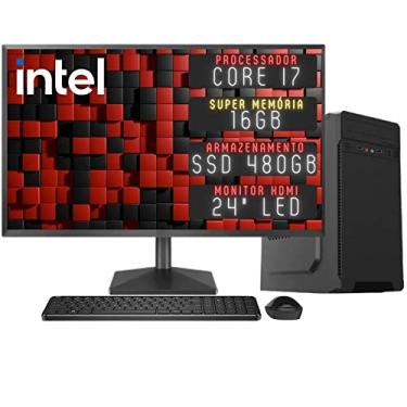 Imagem de Computador Completo 3green Desktop Intel Core i7 16GB Monitor 24" Full HD HDMI SSD 480GB Windows 10 3D-165