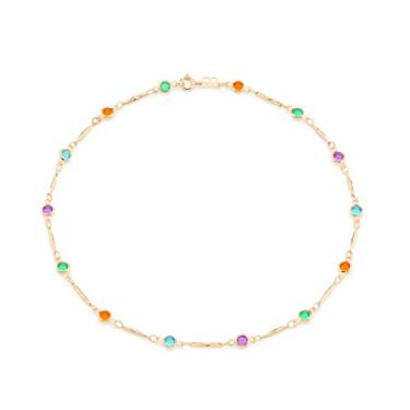 Imagem de Colar Choker Rommanel Banhado Ouro Fio Palitos Com Cristais Coloridos 531958