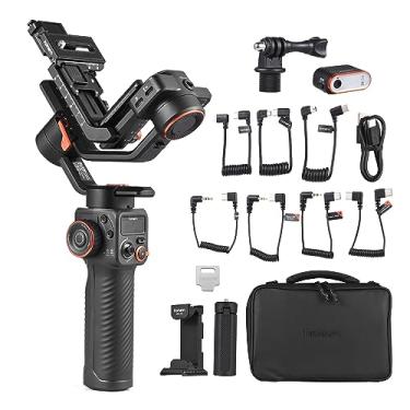 Imagem de CIADAZ iSteady MT2 Kit Estabilizador de câmera de 3 eixos Estabilizador de gimbal para smartphone 1,2 kg/2,64 lbs Suporte de carga útil Conexão BT com sensor de visão AI e módulo de luz de