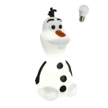 Imagem de Luminária Infantil Olaf Com Lâmpada Led - Boneco De Neve Frozen Disney