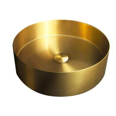 Imagem de Cuba redonda banheiro aço inox 304 dourada com válvula click - Stillus