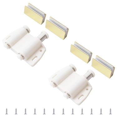 Imagem de UFURMATE Fechos magnéticos para porta de vidro, 2 conjuntos de travas magnéticas de toque de porta de vidro duplo com grampo de armário ajustável, adequado para porta de vidro de balanço livre de 3-6