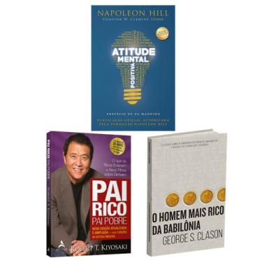 Imagem de Kit 3livros, Pai Rico, Pai Pobre + Atitude Mental Positiva + O Homem M