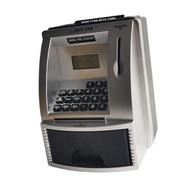 Imagem de Almencla Cofrinho ATM para crianças Caixa de poupança, Calculadora de saldo, Brinquedos educativos Banco de dinheiro eletrônico para idades de 3 4 5 6 7 8, Argento
