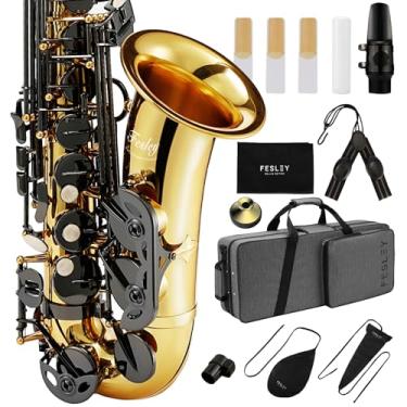 Imagem de Fesley Saxofone E Flat Saxofone Alto: Saxofón Alto para Profissionais, Saxofone Alto para Iniciantes e Estudantes, Saxofones com Palhetas, Alça de Pescoço, Estojo de Sax e Kit de Limpeza Portátil,