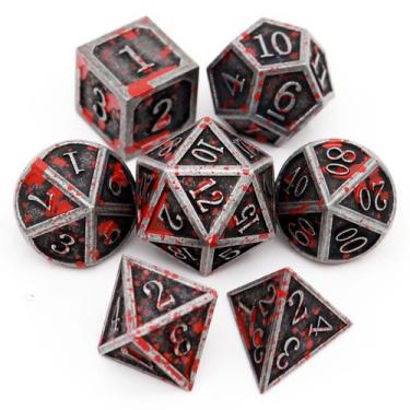 Imagem de Conjunto de Dados Haxtec Bloodstained Metal para Dungeons & Dragons (D