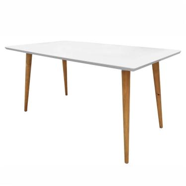 Imagem de Mesa De Jantar Retangular 160cm 6 Lugares Veneza C14 Branco - Mpozenato