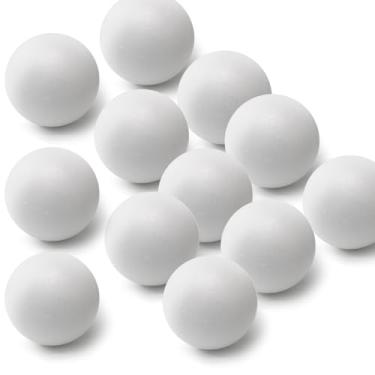 Imagem de Luomorgo Pacote com 12 bolas de espuma branca de 7,6 cm para artesanato - Materiais de artesanato redondos suaves para decorações DIY, projetos escolares, decoração de festa e casa