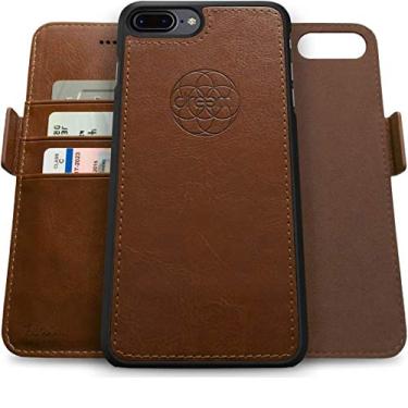 Imagem de Dreem Fibonacci 2-in-1 Wallet Case for Apple iPhone 8 Plus & 7 Plus - Luxury Vegan Leather, Magnetic Detachable Shockproof Phone Case, RFID Card Protection, 2-Way Flip Stand - Chocolate