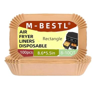 Imagem de 100 peças de forros de papel pergaminho para fritadeira a ar, retangular, 21 x 14 cm, descartáveis para cesta dupla de 6 a 10 QT, DZ201-DZ401-DZ071 fritadeira a ar, assar, assar