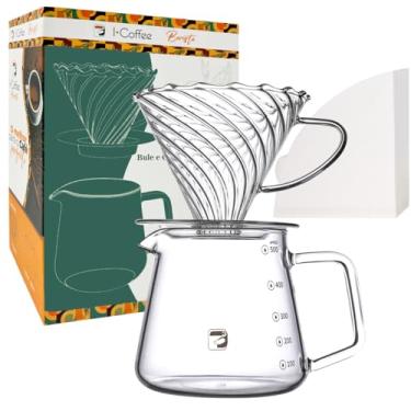 Imagem de Kit Cafeteira V60 01 Conjunto Passador de Café Coador Jarro Vidro Inclui 50 Folhas de Papel de Filtro V01