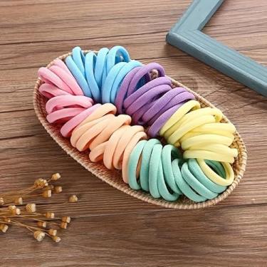 Imagem de 50 laços de cabelo multicoloridos - suportes de rabo de cavalo altamente elásticos sem danos, faixas de cabelo misturadas grossas para presente feminino (suave em cabelos cacheados/lisos)