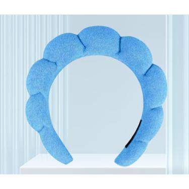 Imagem de Bandanas de spa para lavar o rosto ou cuidados com a pele facial, pacote combo de faixas de cabelo de maquiagem inchadas para máscara de lavagem de rosto, faixa de cabeça azul escuro 20