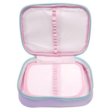 Imagem de Estojo box orgnizador 100 pens rosa lilás meninas acetinado - Genérico