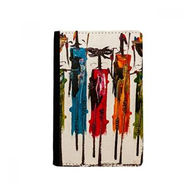 Imagem de Porta-passaporte com arte abstrata africana guerreiro preto notecase burse carteira porta-cartões