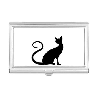 Imagem de Elegante porta-cartões de visita com desenho de animal de gato preto