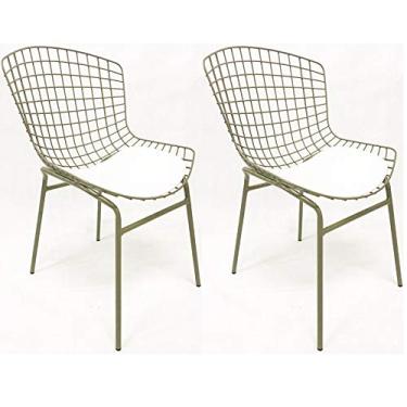 Imagem de Kit 2 Cadeiras BERTÓIA cor Rato assento branco tubular - Poltronas do Sul
