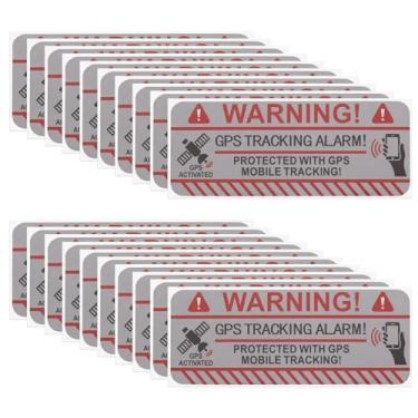 Imagem de ECSiNG 20 adesivos de alarme de rastreamento GPS 7,5 x 3 cm adesivo autoadesivo de aviso de vinil para uso interno e externo (retângulo)