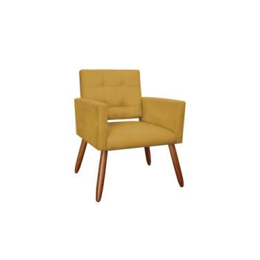 Imagem de Poltrona Decorativa Camila Suede Amarelo Pés Madeira Ms Decor - Mansão