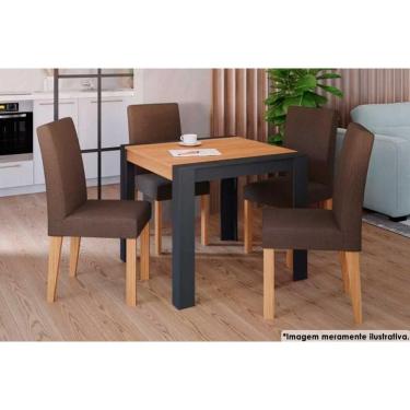 Imagem de Sala De Jantar Grace C- Tampo 90x90cm E 4 Cadeiras Maia Nature-suede Mascavo Chocolate