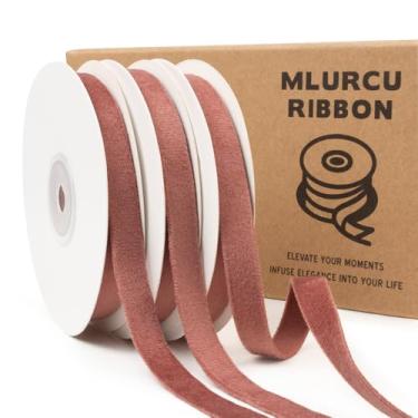 Imagem de Fita de veludo ouro rosa 9,5 cm x 20,5 m, vintage, jacarandá, fita de veludo fina dupla face para enfeites de árvore de Natal, embrulho de presente, decoração de casamento, grinalda e laços de cabelo