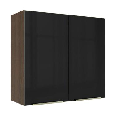 Imagem de Armário Aéreo 70 Cm 2 Portas Rustic/preto Lux Madesa Rustic/preto