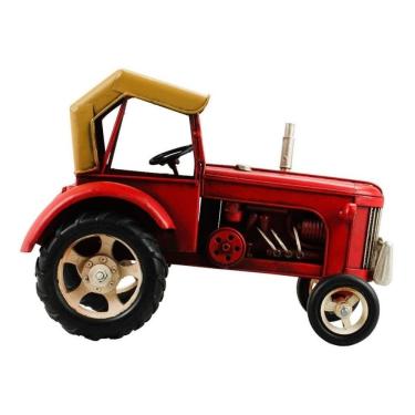 Imagem de  Enfeite Agro Agronegócio Miniatura Trator Vermelho - 27cm