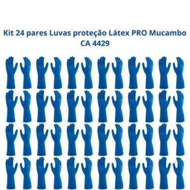 Imagem de Kit 24 Luvas Proteção Látex Azul PRO S 137 Mucambo CA 4429, T9