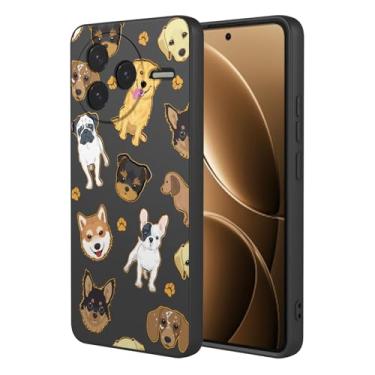 Imagem de HTXWXJC Capa de telefone para Redmi K80, capa para Xiaomi Poco F7 Pro, à prova de choque, flexível, amortecedor, capas macias de TPU com estampa de cachorro para Redmi K80 Black Dog