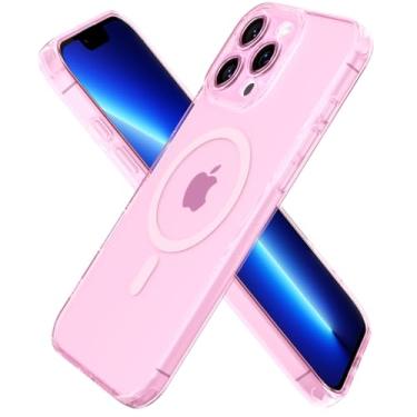 Imagem de oakxco Capa de celular transparente para iPhone 13 Pro Max compatível com Magsafe, capa fina e transparente de silicone magnético seguro para mulheres e meninas, linda feminina TPU macio com capa para
