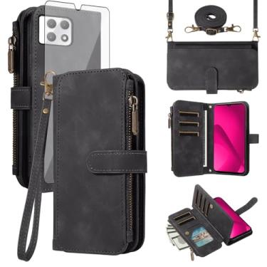 Imagem de Asuwish Capa para celular T-Mobile Revvl 7 5G com zíper carteira celular com protetor de tela de vidro temperado alça transversal flip suporte para cartão de crédito Tmobile Revvl7 T Mobile Revel Tmo