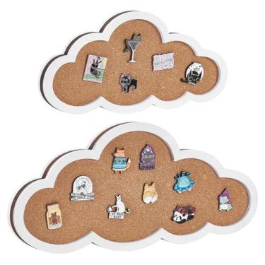 Imagem de NBEADS 2 bandejas de cortiça para exibição de pinos, 2 estilos em forma de nuvem, quadro de exibição de boletins para armazenamento de broches, decoração de festival de casa para escritório